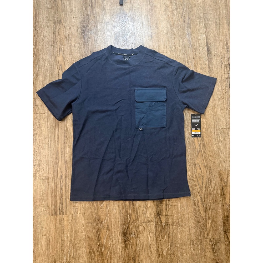 Cross Eyed Moose Mens Track Cross CEM Pocket Shirt Navy Blue Small NWT
